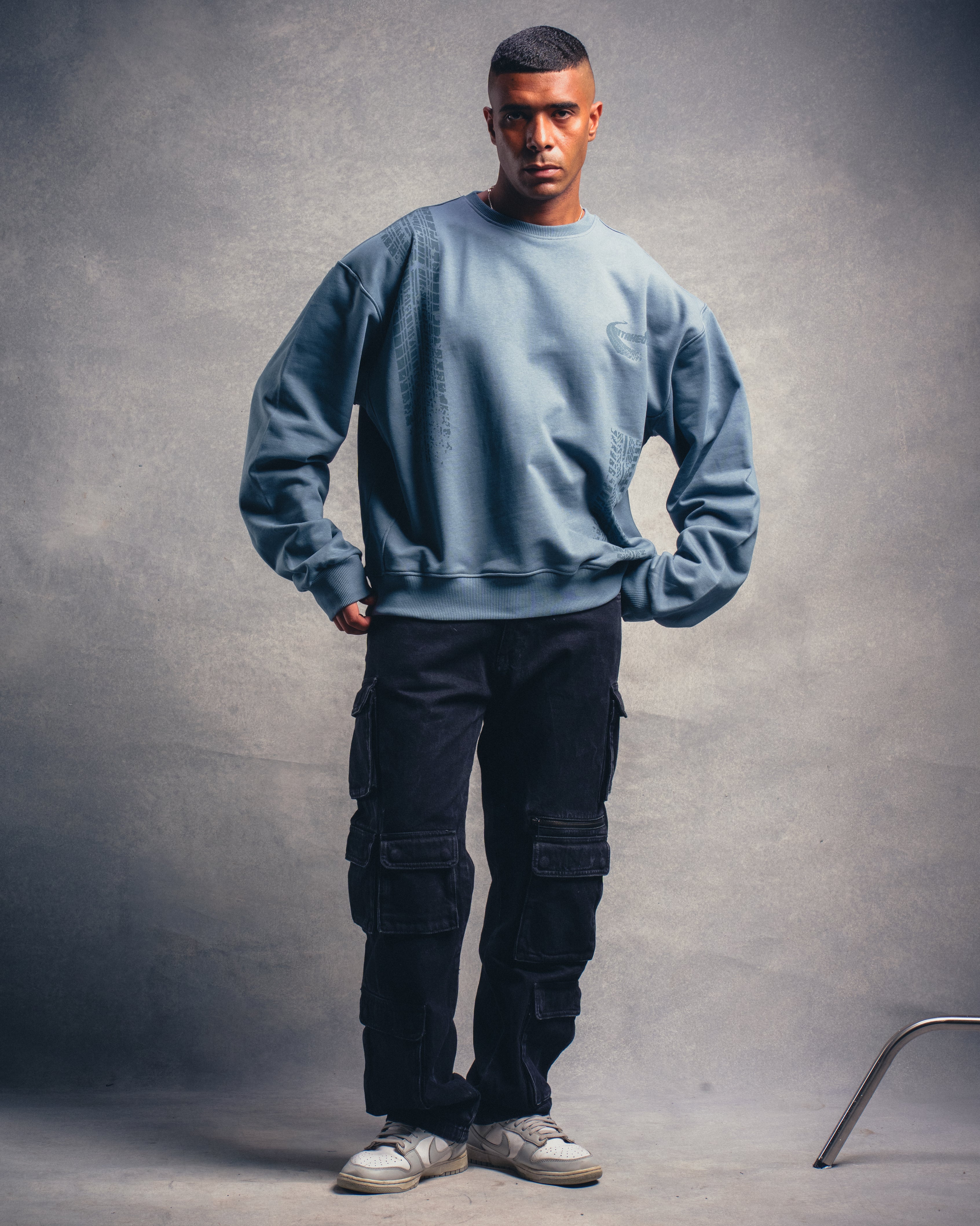 Tire Tracks Crewneck - Charcoal