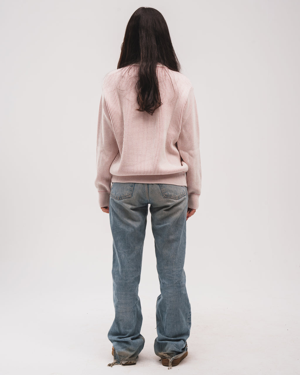 The Double Knitted Crewneck - Pink X White