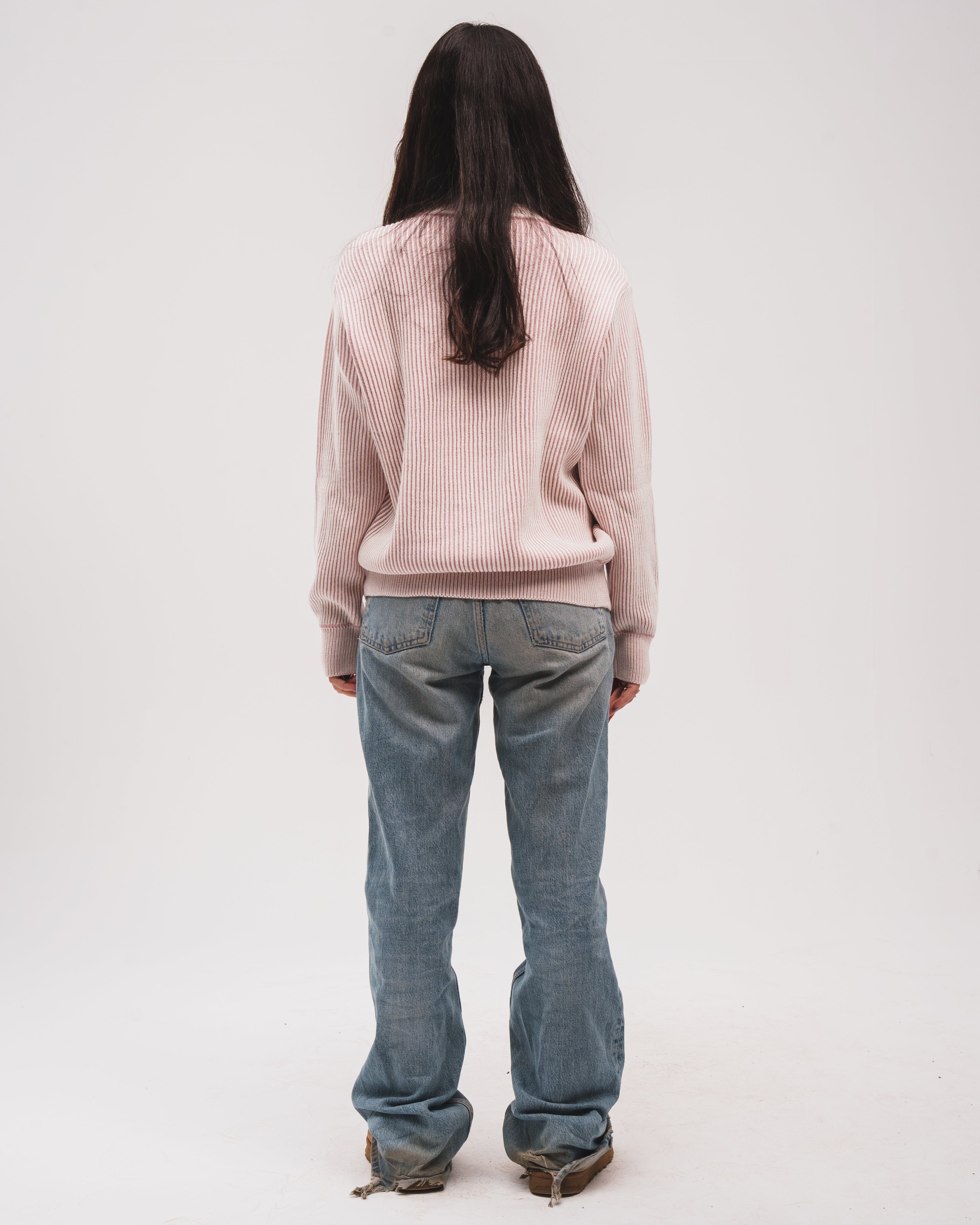 The Double Knitted Crewneck - Pink X White