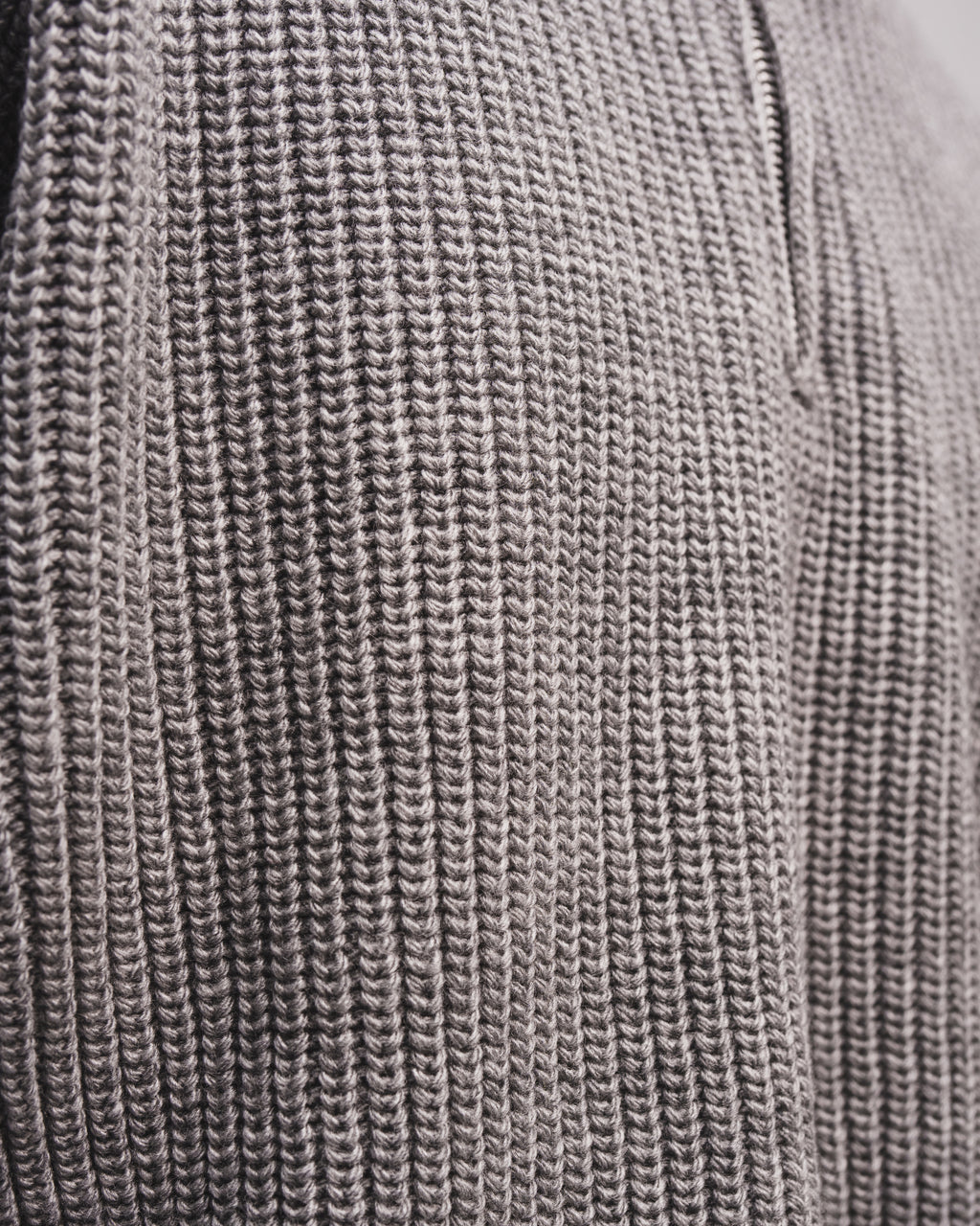 Knitted Quarter Zip - Light Grey