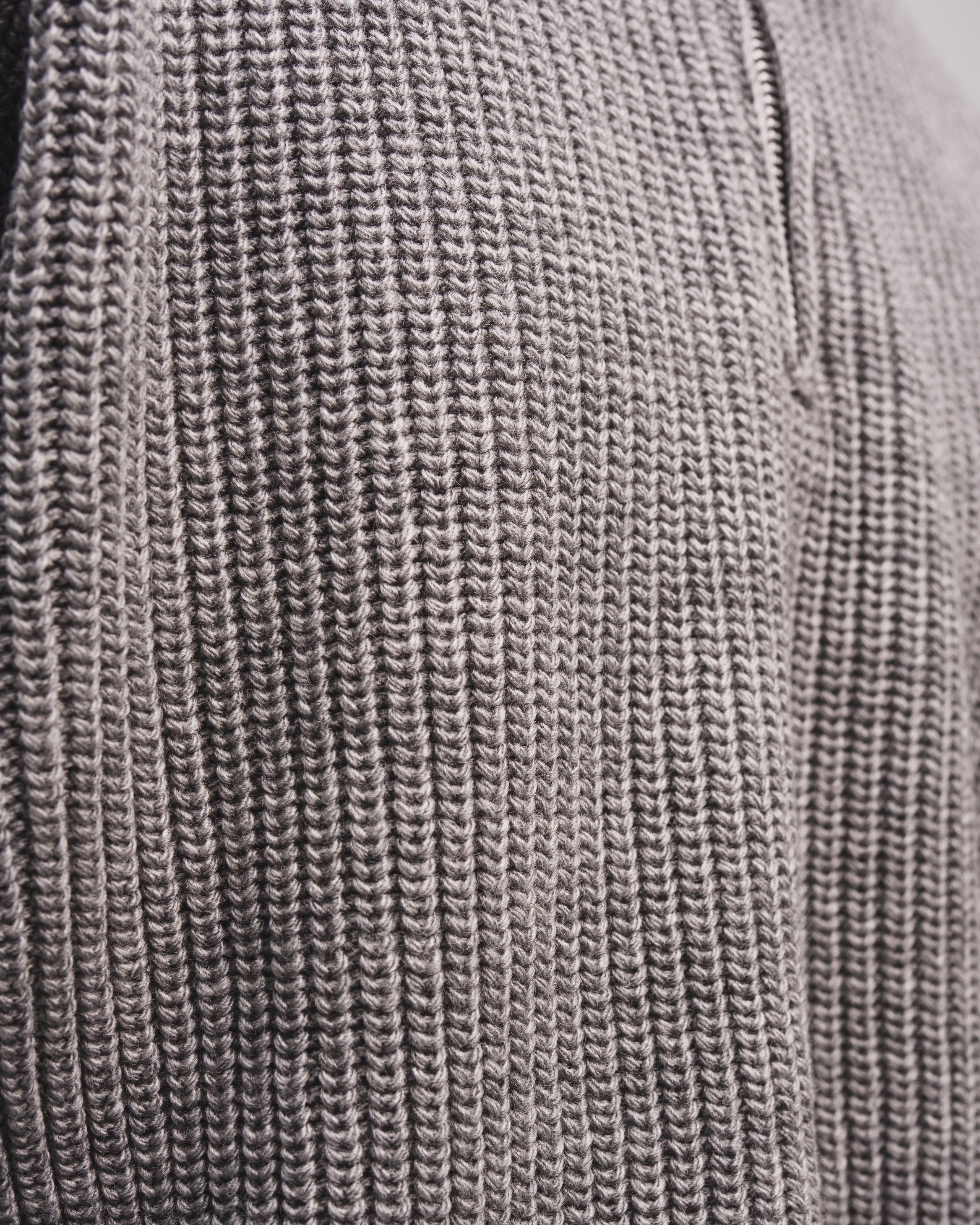 Knitted Quarter Zip - Light Grey