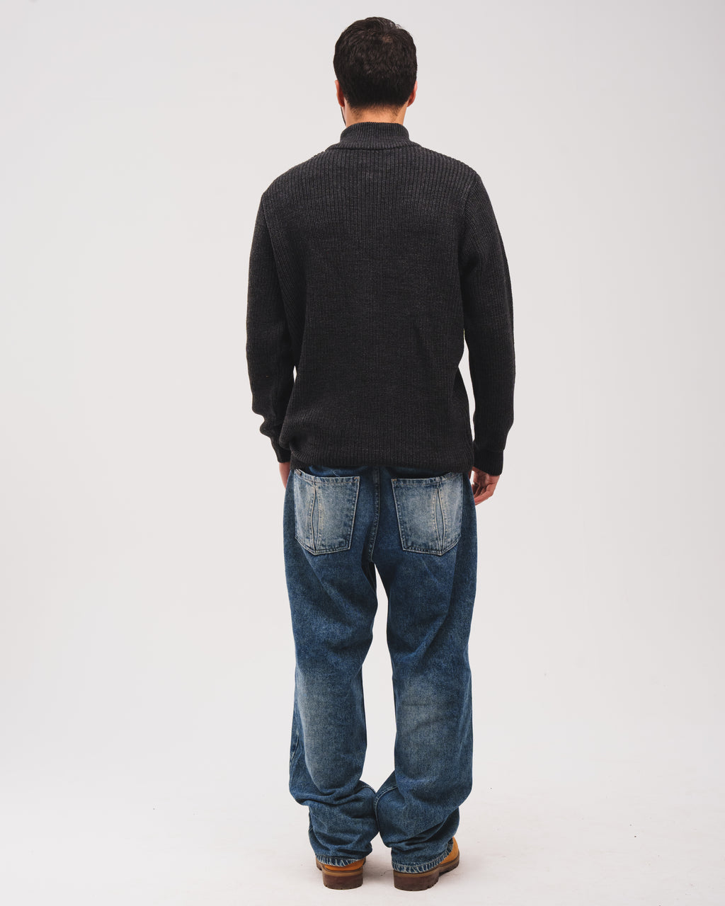 Knitted Quarter Zip - Charcoal