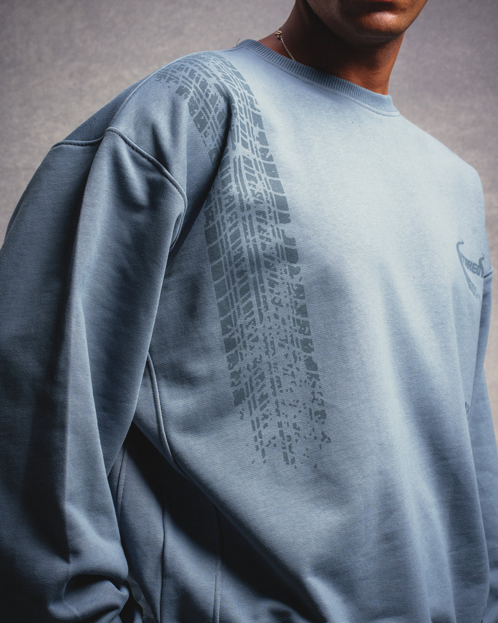 Tire Tracks Crewneck - Charcoal