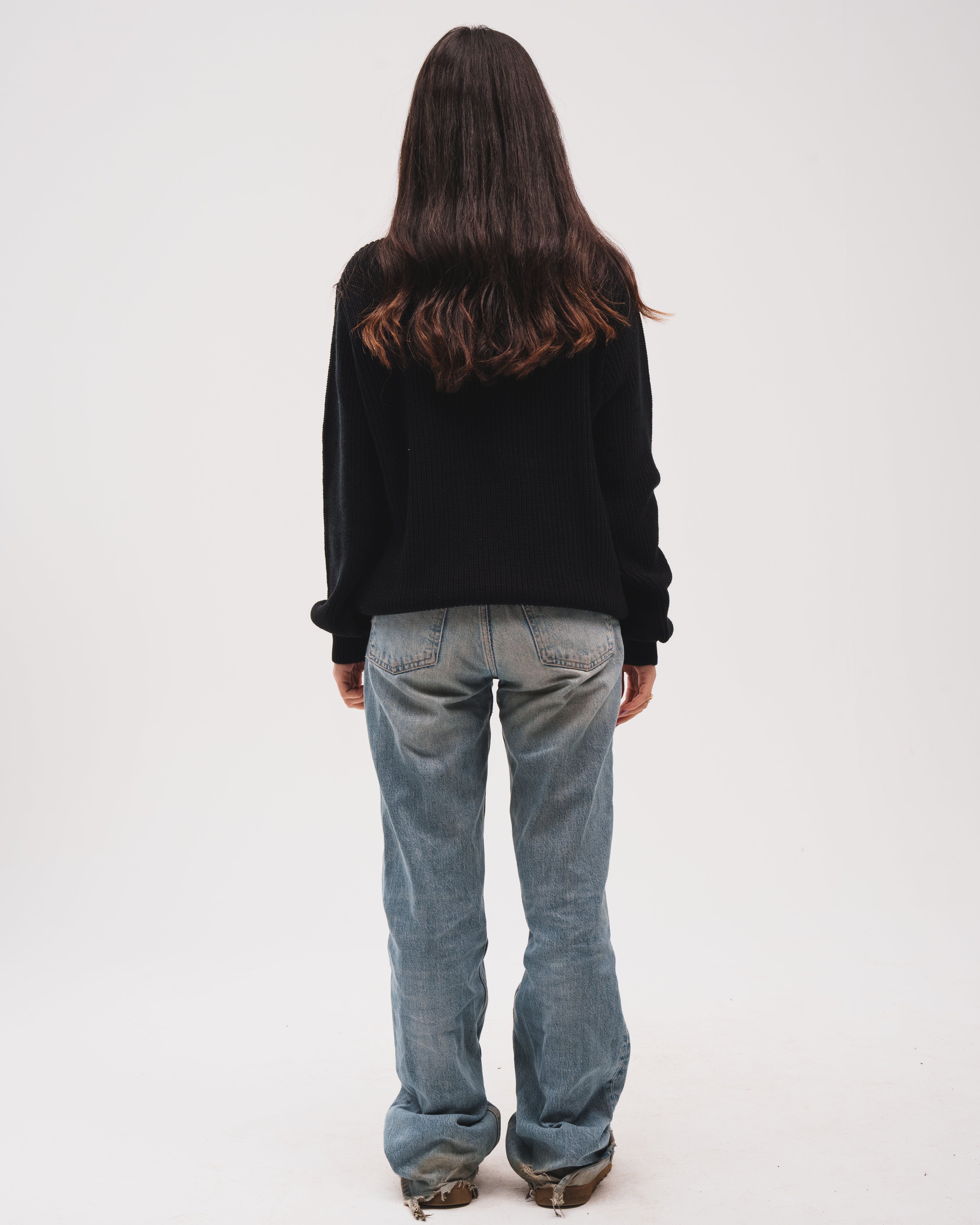 Knitted Quarter Zip - Black