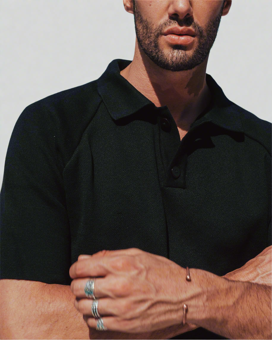 Everyday Knitted Polo - Black