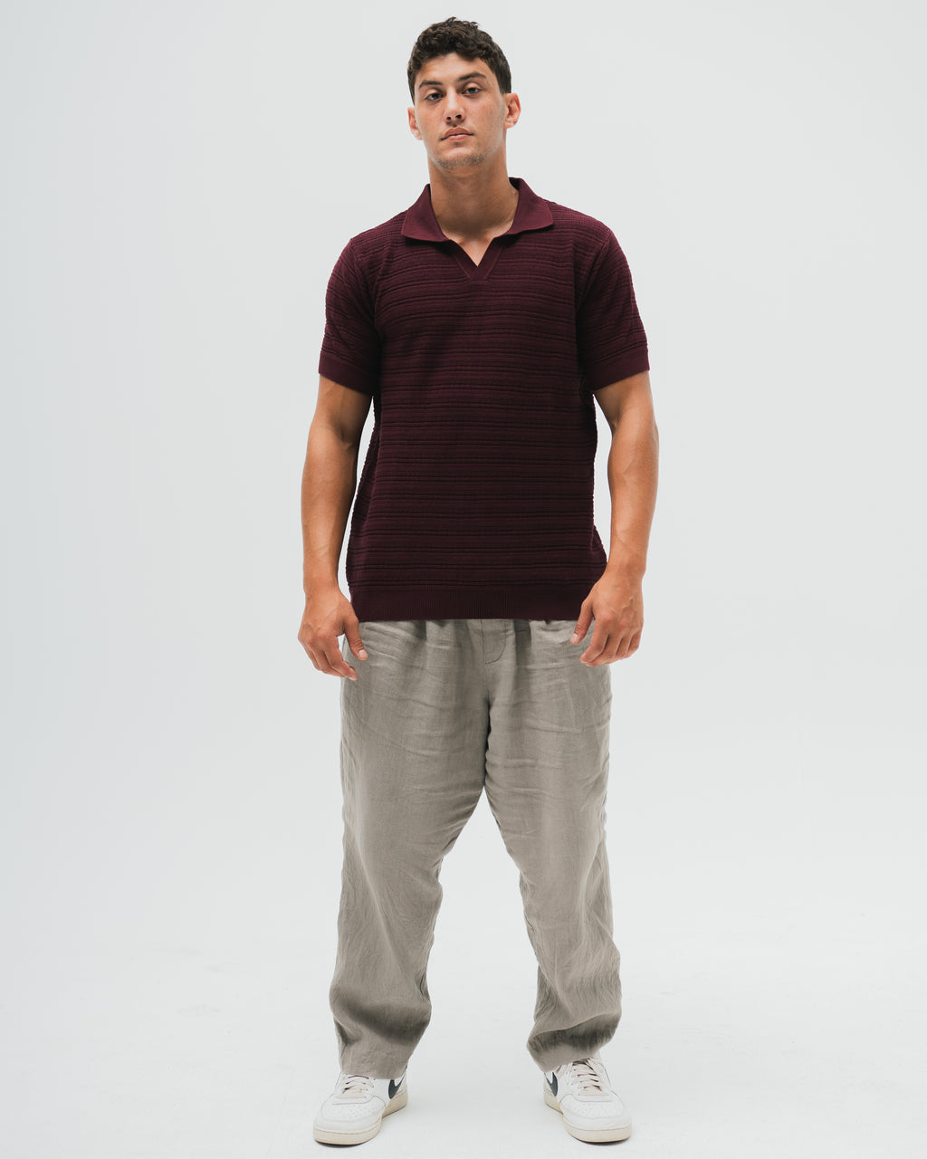 "Monte Carlo" Knitted Polo - Burgundy