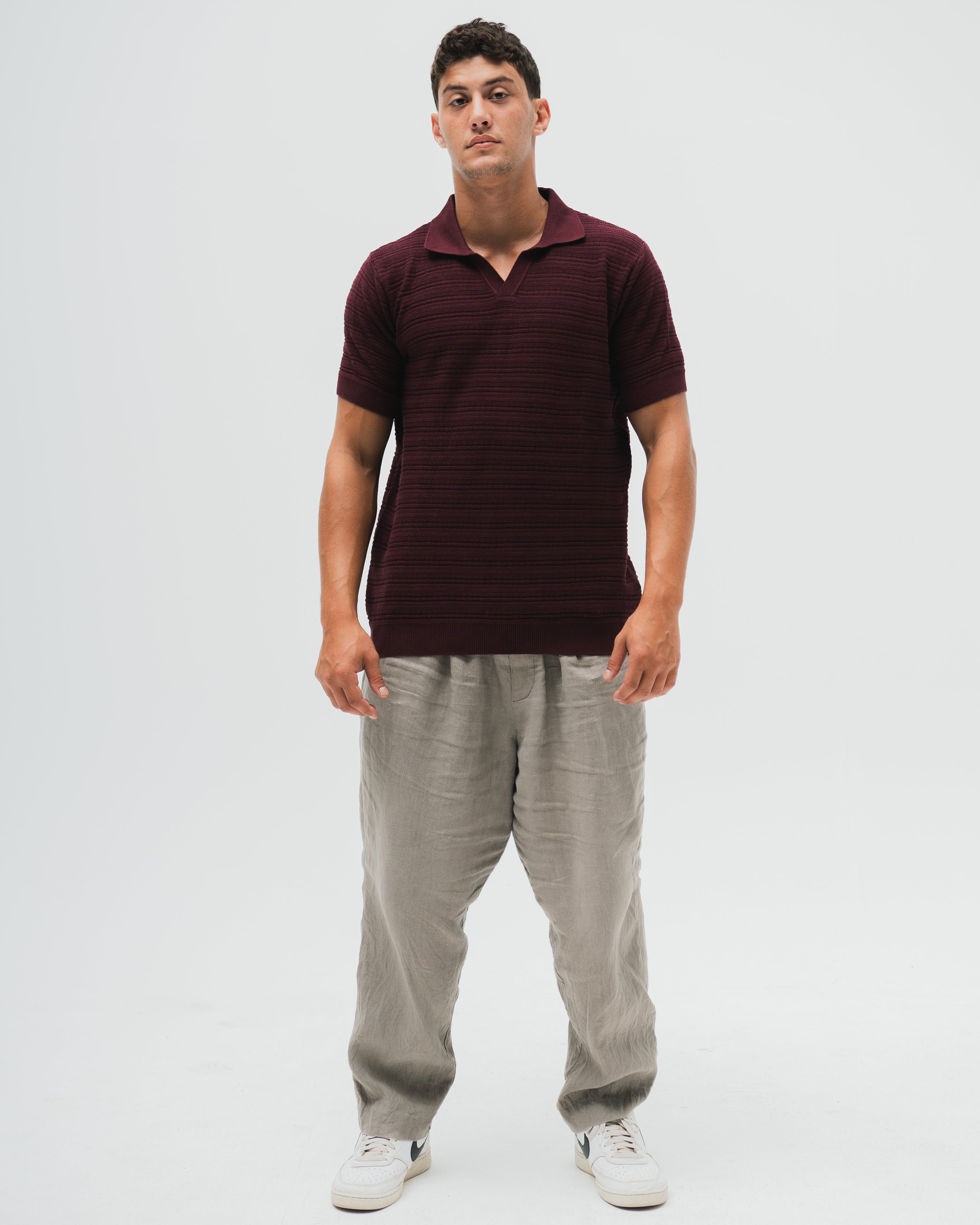 "Monte Carlo" Knitted Polo - Burgundy