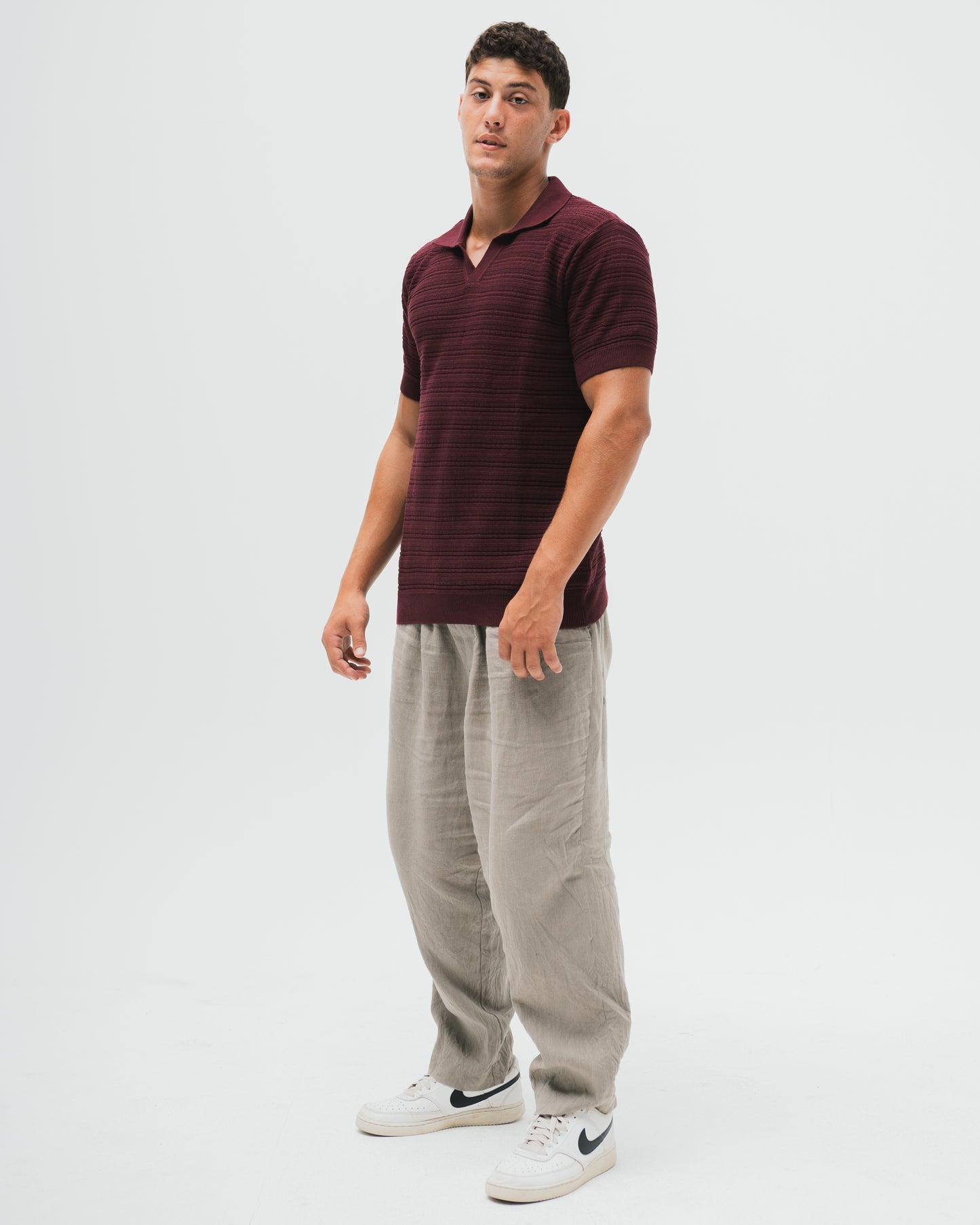 "Monte Carlo" Knitted Polo - Burgundy