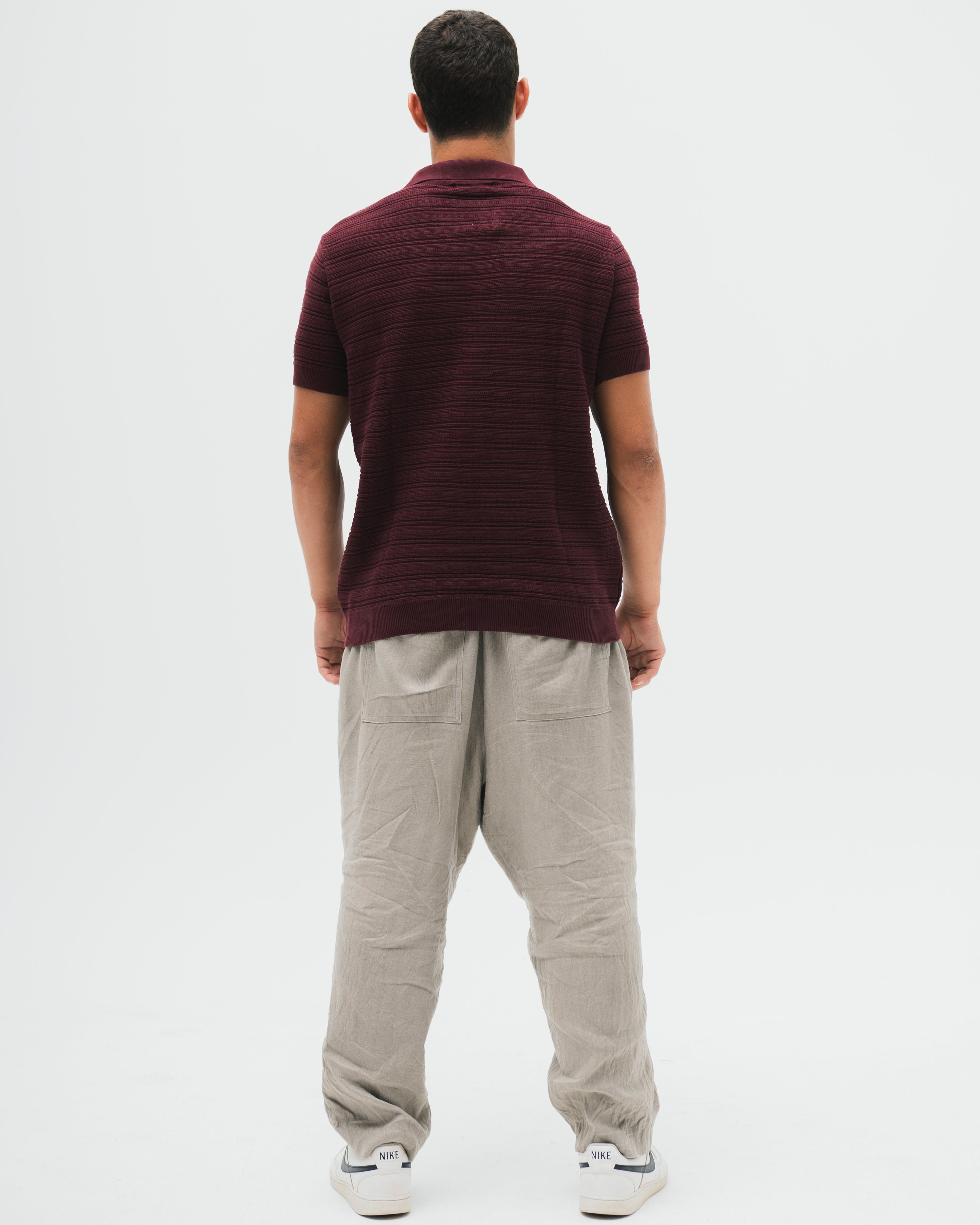 "Monte Carlo" Knitted Polo - Burgundy