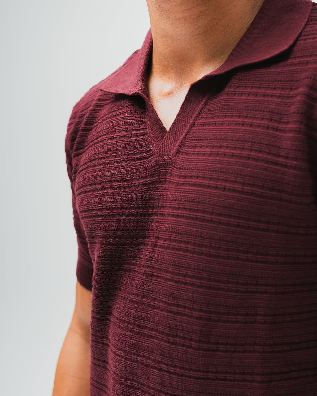 "Monte Carlo" Knitted Polo - Burgundy