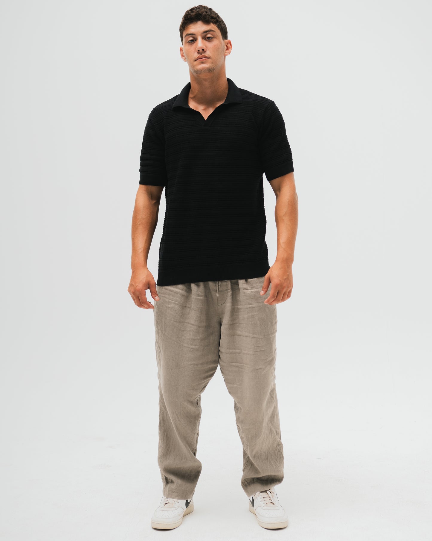 "Monte Carlo" Knitted Polo - Black