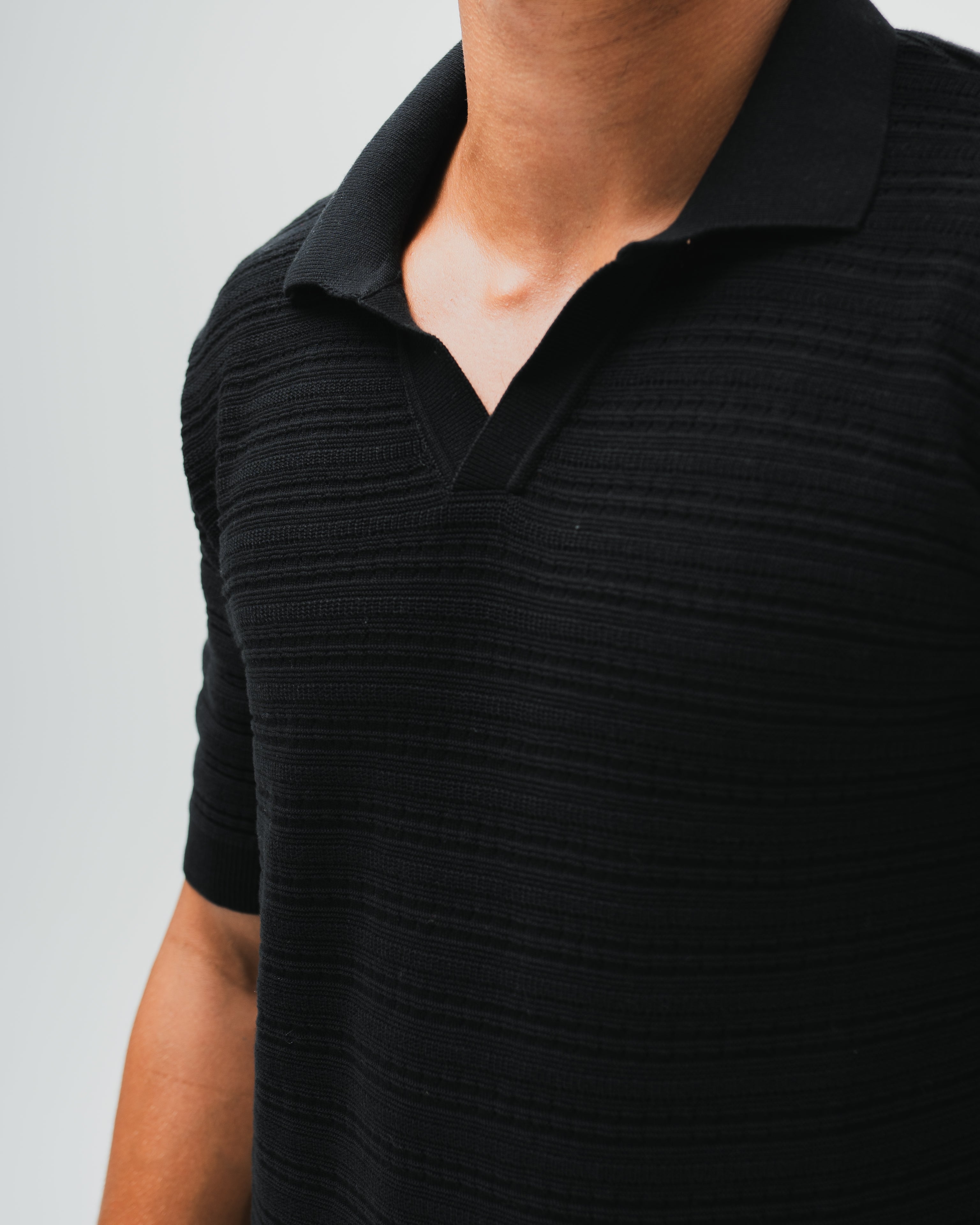 "Monte Carlo" Knitted Polo - Black