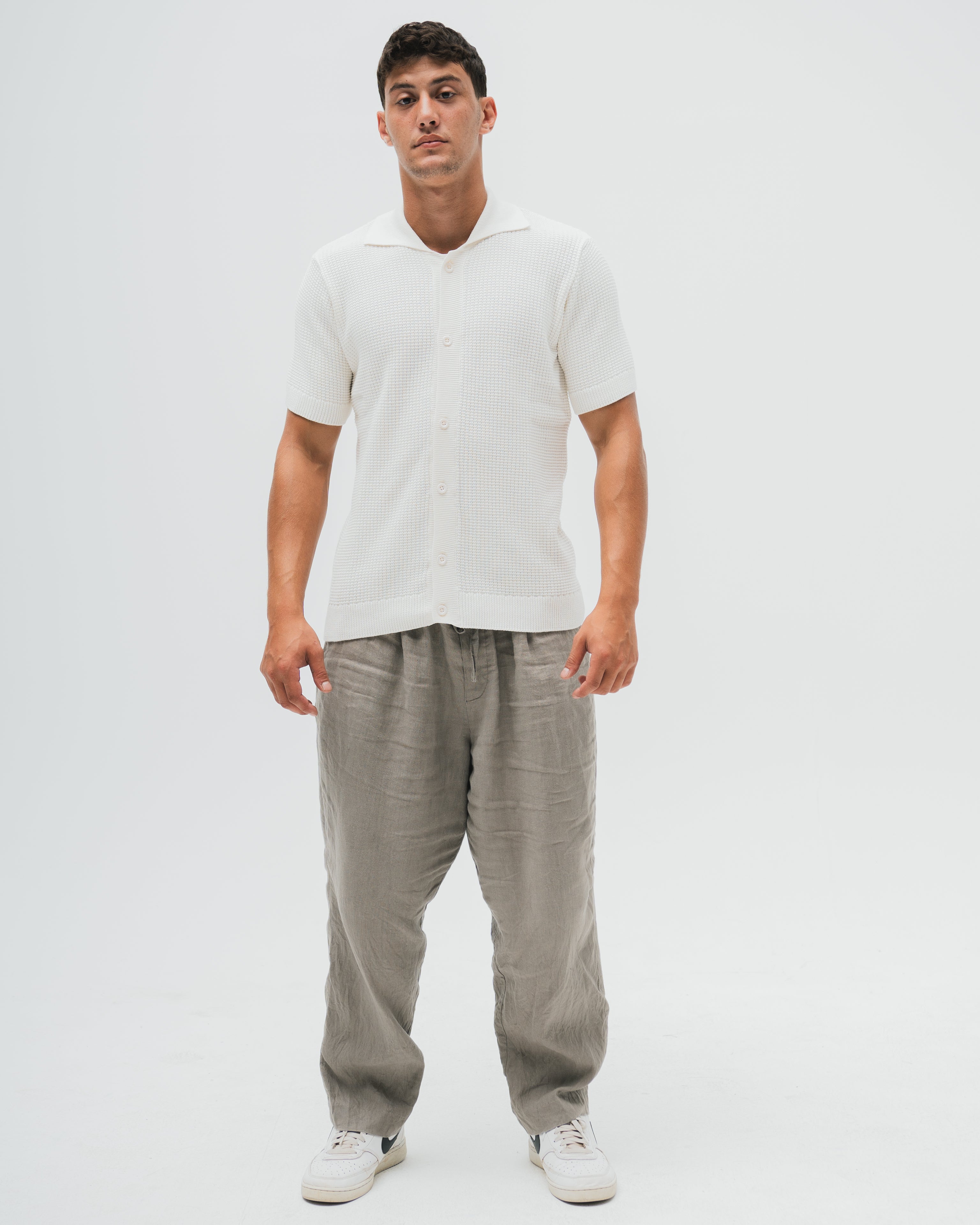 Bayside Loop Knitted Shirt  - White