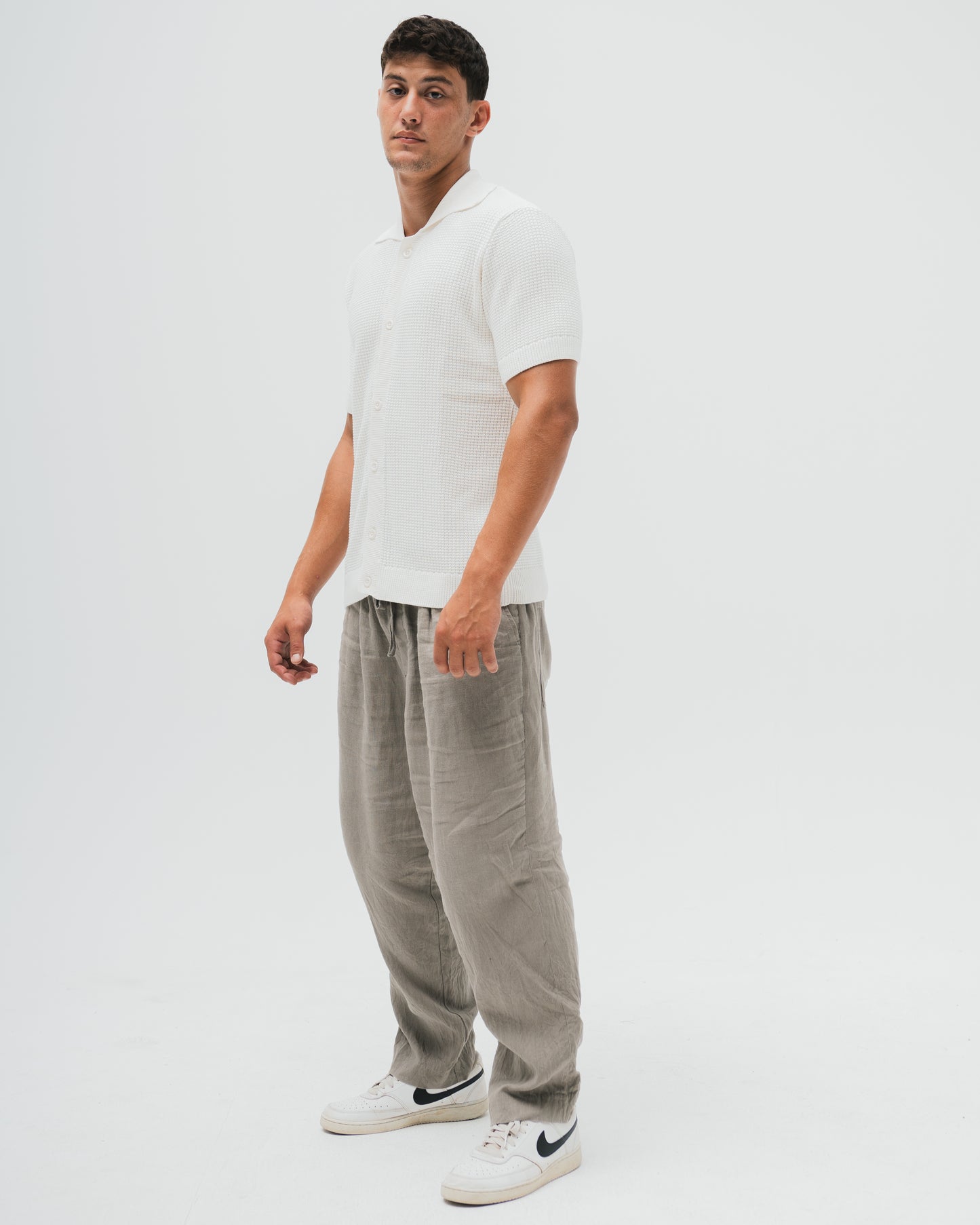 Bayside Loop Knitted Shirt  - White