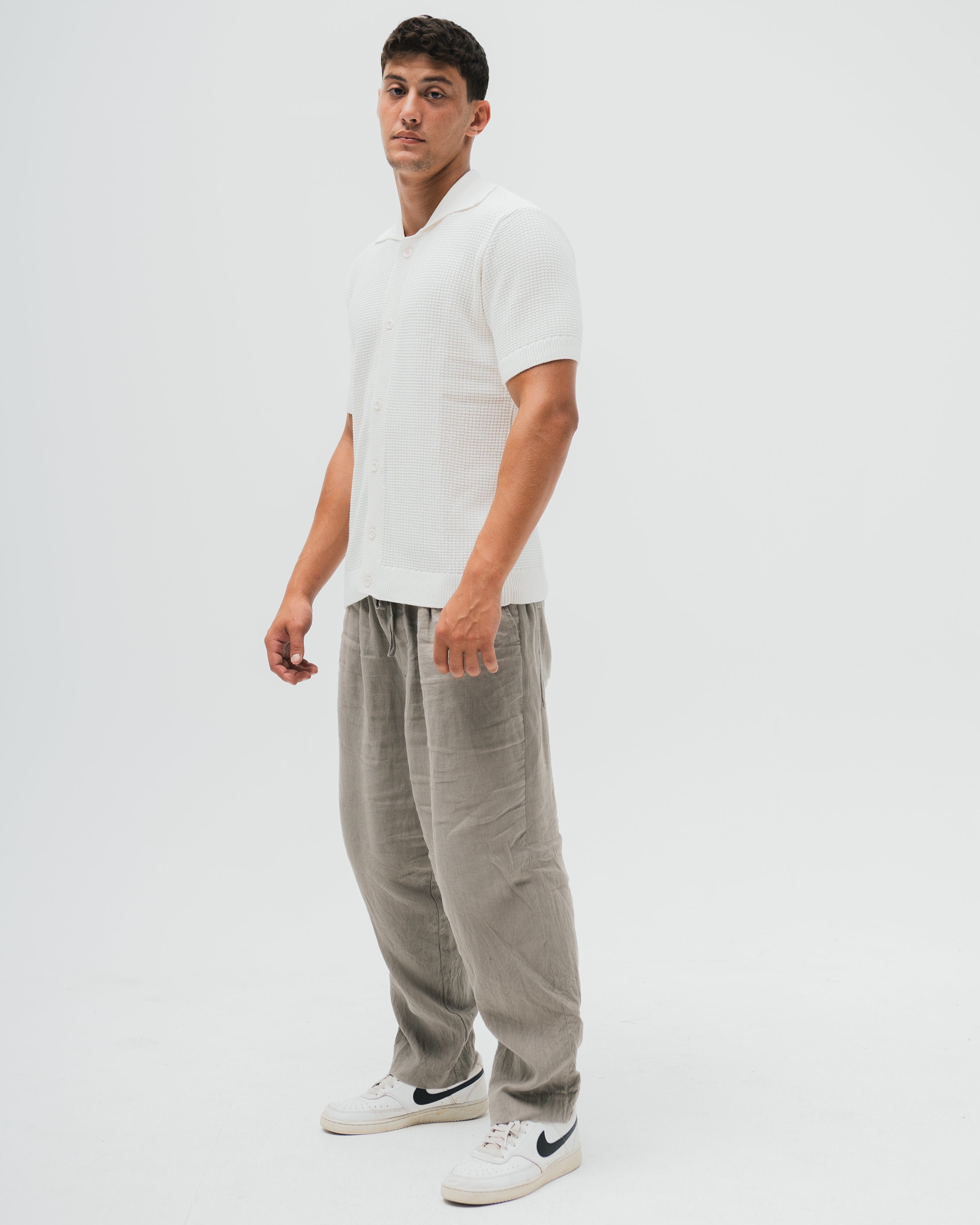 Bayside Loop Knitted Shirt  - White