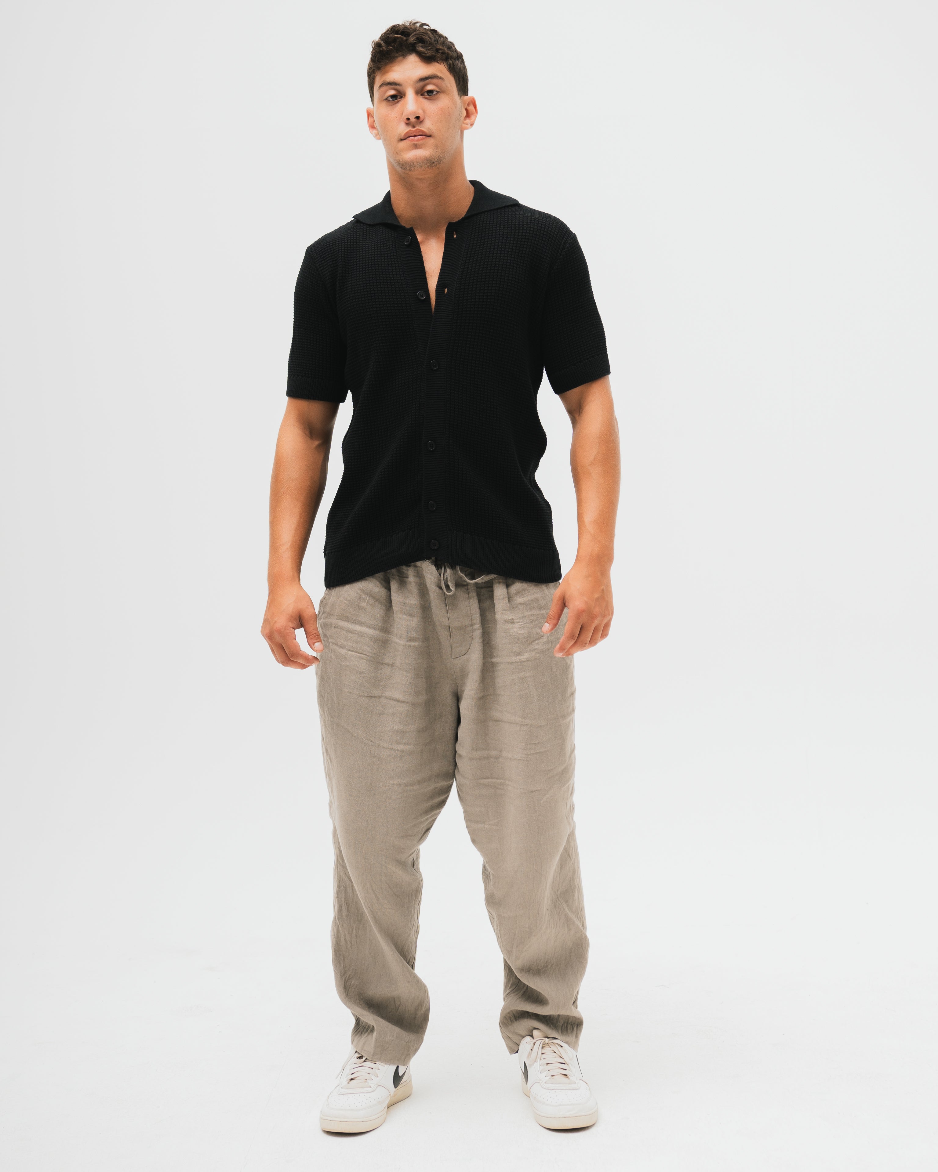 Bayside Loop Knitted Shirt - Black
