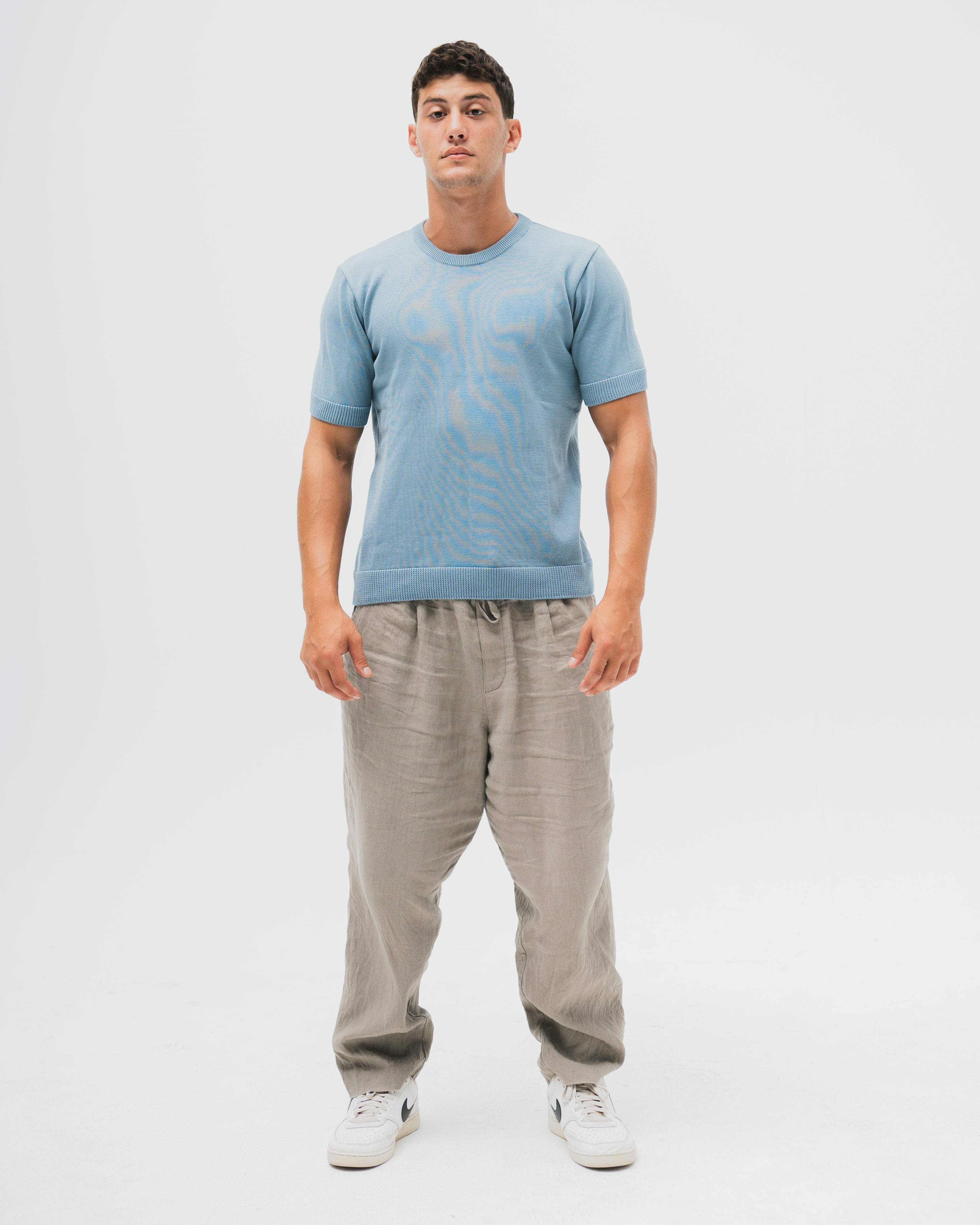 Everyday Knitted Tee  - Blue Grey