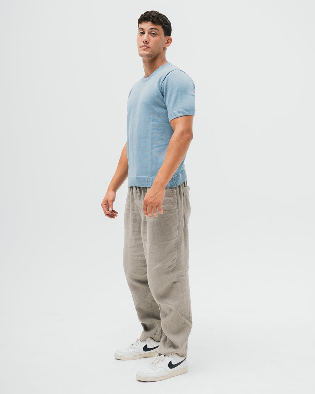 Everyday Knitted Tee  - Blue Grey