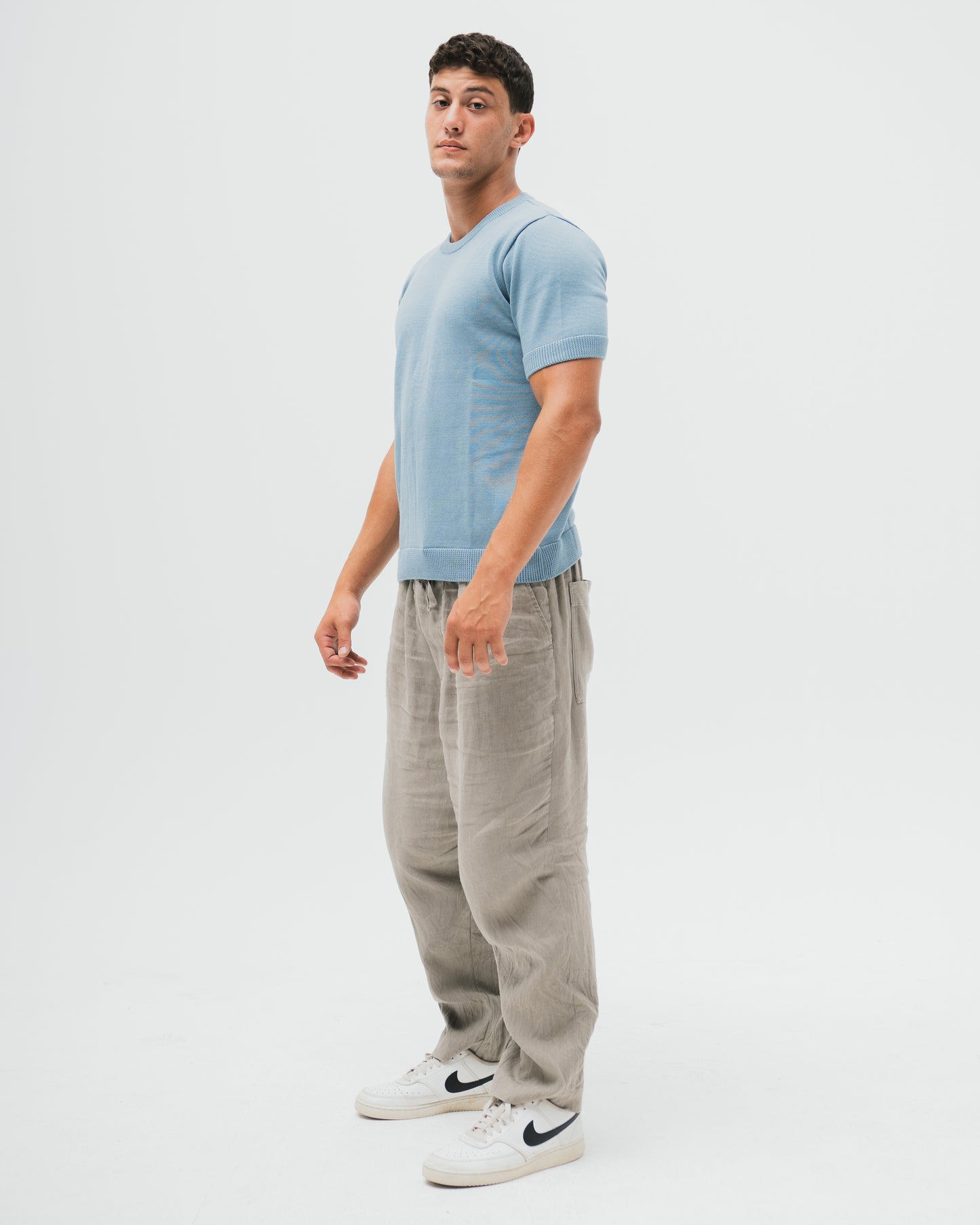 Everyday Knitted Tee  - Blue Grey