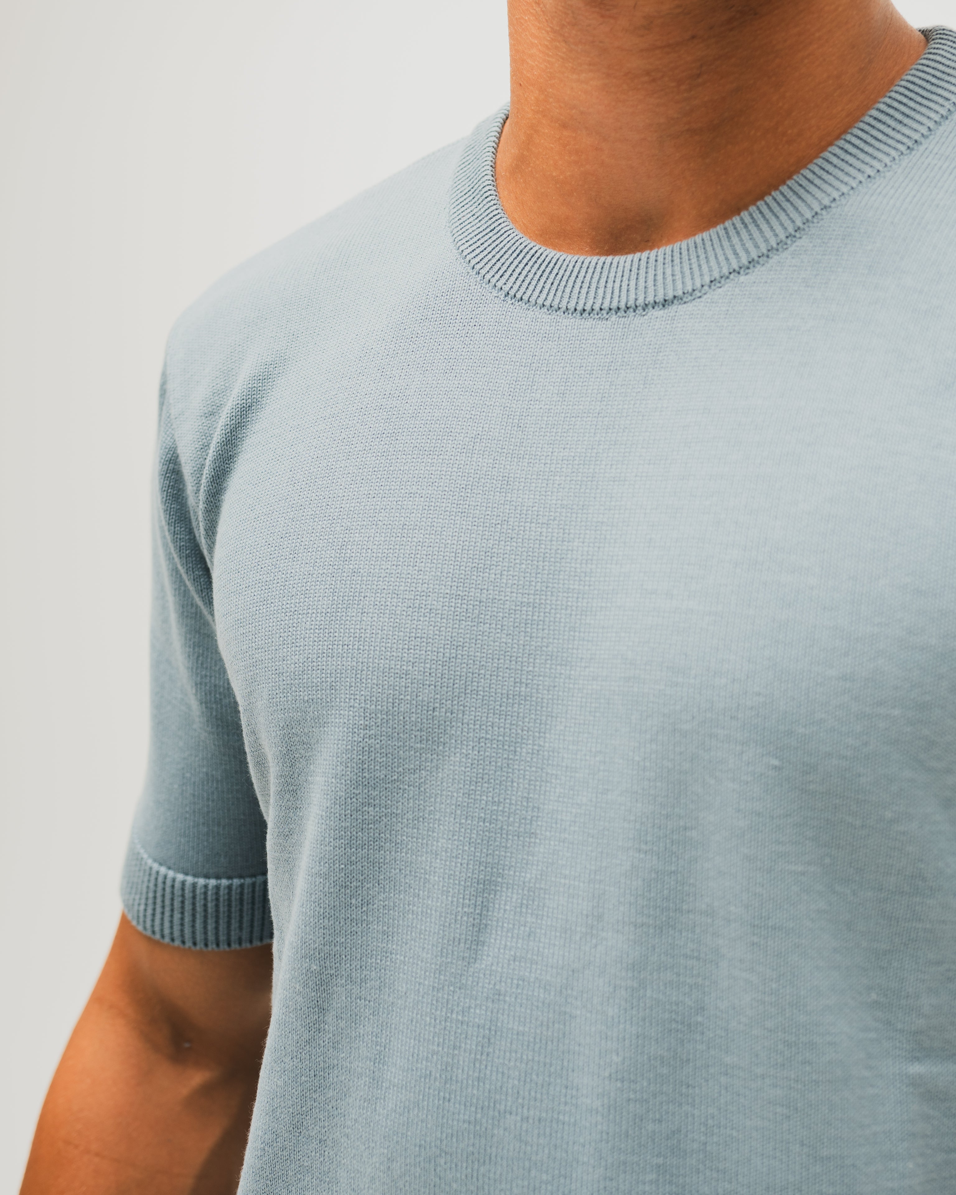 Everyday Knitted Tee  - Blue Grey
